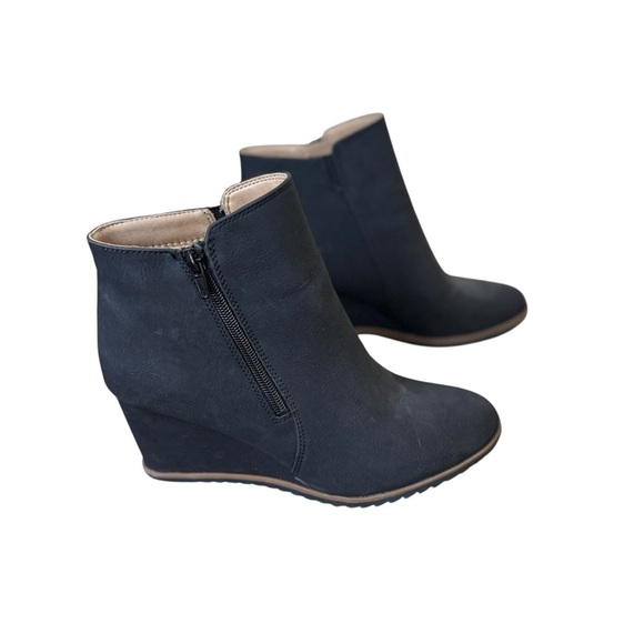 Soul Naturalizer Hudson Womens Sz 8.5 Black Faux Leather Zip Wedge Ankle Booties - Picture 5 of 9